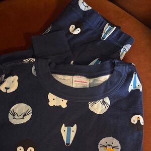 Hanna Andersson Navy Animal Print Kids Organic Cotton Pajamas